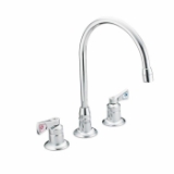 Moen® 8227 M-DURA™ Widespread Kitchen Faucet, 1.5 gpm Flow Rate, 8 in Center, Swivel Spout, Chrome, 2 Handles