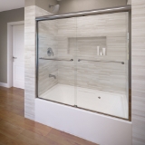 RODA™ by Basco® Celesta Semi-Frameless Bypass Tub Door 3/8" Thick Glass Clear Glass Brushed Nickel 56"-60" Width 58-1/4" Height