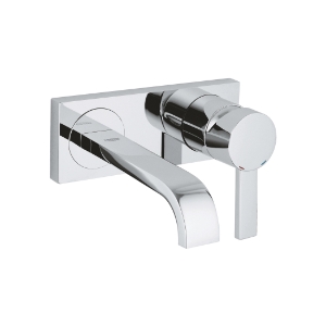 GROHE 1930000A Small Vessel Bathroom Basin Mixer With Metal Plate, Allure, 2-3/4 in Spout, 4-5/16 in Center, StarLight® Polished Chrome, 1 Handle