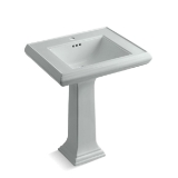 Memoirs® Bathroom Sink Basin With Overflow, Rectangular, 27 in W x 22 in D x 35 in H, Pedestal Mount, Fireclay, Ice Gray™