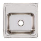 Elkay® BLR150 Lustertone™ Classic Traditional Bar Sink, Squared Shape, 12 in L x 9-1/4 in W Bowl x 7 in D Bowl, 15 in L x 15 in W x 7-1/8 in D, Top Mounting, 18 ga 304 Stainless Steel