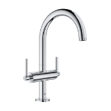 GROHE 21027003 21027_3 Atrio® L-Size Bathroom Faucet, Residential, 1.2 gpm Flow Rate, 7-15/16 in H Spout, 1 Handle, Pop-Up Drain, 1 Faucet Hole, Polished Chrome