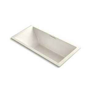 Kohler® 1834-96 Underscore® Bathtub with Centre Drain, Soaking, Rectangular Shape, 72 in L x 36 in W, Center Drain, Biscuit
