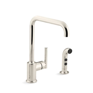 Kohler® 7508-SN Purist® Kitchen Sink Faucet, 1.8 gpm Flow Rate, High-Arc Swivel Spout, Vibrant® Polished Nickel, 1 Handle