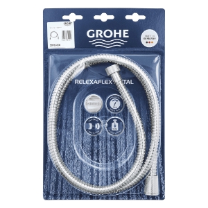 GROHE 28105000 Relexaflex Shower Hose, 1/2 in, 59 in L, 5 bar Working, Metal, StarLight® Polished Chrome