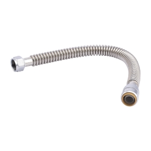 Sharkbite® SS3086FLEX24LF Flexible Corrugated Water Heater Connector, 3/4 in, SB x FNPT, 24 in L, 200 psi, Stainless Steel