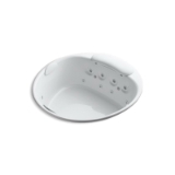 Kohler® 1394-H2-0 Bathtub with Heater, RiverBath®, Chromatherapy/RiverBath Whirlpool, Round Shape, 66 in L x 66 in W, Center Drain, White
