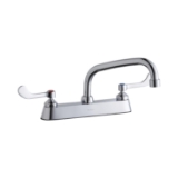 Elkay® LK810AT08T4 Food Service Faucet, 1.5 gpm Flow Rate, 8 in Center, Tubular Arc Spout, Polished Chrome, 2 Handles