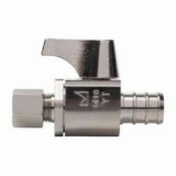 Sioux Chief 129-G2X0C 1/4 Turn Straight Supply Stop, 1/2 x 1/4 in Nominal, F1807 PEX Crimp™ x Compression, Brass Body, Nickel Plated