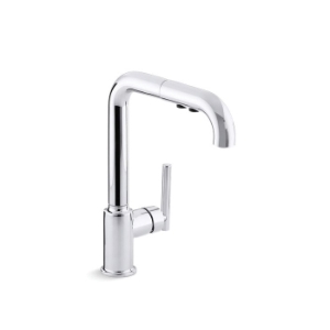 Kohler® 7505-CP Purist® Kitchen Sink Faucet, 1.8 gpm Flow Rate, High-Arc Swivel Spout, Polished Chrome, 1 Handle, 1 Faucet Hole