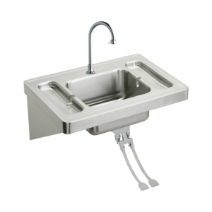 Elkay® ESLV2820FC Lavatory Sink Kit, Rectangle Shape, 28 in W x 20 in D x 7-1/2 in H, Wall Mount, Stainless Steel, Buffed Satin