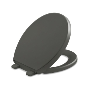Kohler® 4009-58 Reveal® Toilet Seat With Lid and Grip-Tight Bumper, Round Bowl, Closed Front, Polypropylene, Thunder™ Gray, Quick Release Hinge
