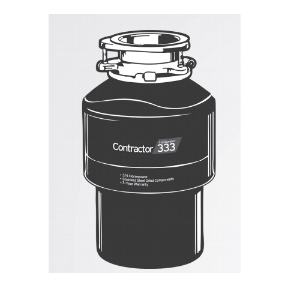 Insinkerator® 75991 CONTRACTOR 333™ Continuous Feed Garbage Disposal, 1-1/2 in Drain, 3/4 hp, 120 VAC, 1725 rpm Grinding, 26 oz Grinding Chamber