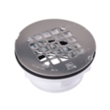 Oatey® 42099 101 Shower Drain with Stainless Steel Strainer, 2 in Nominal, Push-On Connection, 4-1/4 in Stainless Steel Grid, PVC Drain