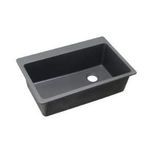 Elkay® ELG13322GY0 Classic® Kitchen Sink, Dusk Gray, Rectangle Shape, 30-5/16 in L x 16-7/16 in W x 9-1/2 in D Bowl, 7 Faucet Holes, 33 in L x 22 in W x 9-1/2 in H, Top Mount, Quartz