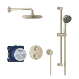 GROHE 34745EN0 Grohtherm® Shower Set with Tempesta® 210 Shower Head, 1.75 gpm, 59 in L Hose, Brushed Nickel