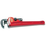 RIDGID® 31020 Heavy Duty Straight Pipe Wrench, 2 in Pipe, 14 in OAL, Floating Forged Hook Jaw, Ductile Iron Handle, Knurled Nut Adjustment, Red