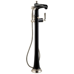 Brizo® T70161-NKBL Rook® Freestanding Tub Filler, Luxe Nickel/Matte Black, 1 Handle