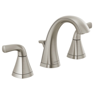 Peerless® P3535LF-BN Parkwood™ Widespread Lavatory Faucet, Commercial/Residential, 1 gpm Flow Rate, 4 in H Spout, 6 to 16 in Center, Brilliance® Brushed Nickel, 2 Handles, Pop-Up Drain