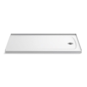 Kohler® 1936-0 Ballast™ Single Threshold Shower Base, White, Right Drain, 60 in L x 32 in W x 3-3/16 in D