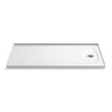 Kohler® 1936-0 Ballast™ Single Threshold Shower Base, White, Right Drain, 60 in L x 32 in W x 3-3/16 in D