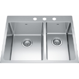 Kindred BCL2127R-9-3N Brookmore 27-in LR x 20.9-in FB x 9-in DP Drop-In Double Bowl Stainless Steel Sink