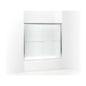 Sterling® 5425-59S-G03 5400 Sliding Bath Door With CleanCoat® Technology, Finesse®, Frameless Frame, Tempered Glass, Silver with Frosted Glass Pattern, 1/4 in THK Glass, 51-5/16 in H Opening, 54-5/8 to 59-5/8 in W Opening