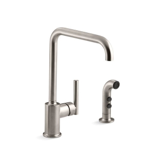 Kohler® 7508-VS Purist® Kitchen Sink Faucet, 1.8 gpm Flow Rate, High-Arc Swivel Spout, Vibrant® Stainless Steel, 1 Handle