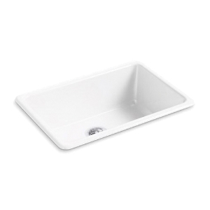 Kohler® 5708-0 Iron/Tones® 27 in Top-/Undermount Single-Bowl Kitchen Sink, White