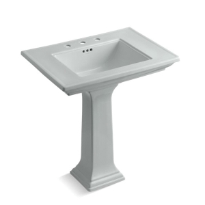 Memoirs® Stately Design Elegant Bathroom Sink Basin With Overflow, Rectangular, 4 in Faucet Hole Spacing, 30 in W x 21-3/4 in D x 34-3/4 in H, Pedestal Mount, Fireclay, Ice Gray™