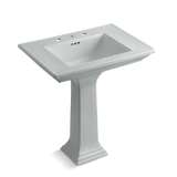 Kohler® 2268-8-95 Memoirs® Stately Design Elegant Bathroom Sink Basin with Overflow Drain, Rectangular Shape, 8 in Faucet Hole Spacing, 30 in W x 21-3/4 in D x 34-3/4 in H, Pedestal Mount, Fireclay, Ice Grey