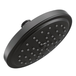 Moen® S176BL Self Pressurizing Raincan Shower Head, Fina®, 2.5 gpm, 1 Spray, Wall Mount, 7 in Dia Head, Matte Black