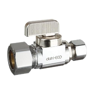 dahl 511-33-31-BAG dahal-Eco™ mini-ball™ Straight Supply Stop, 5/8 x 3/8 in Nominal, Compression End Style, 250 psi Pressure, Brass Body, Polished Chrome