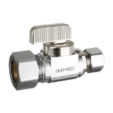 dahl 511-33-31-BAG dahal-Eco™ mini-ball™ Straight Supply Stop, 5/8 x 3/8 in Nominal, Compression End Style, 250 psi Pressure, Brass Body, Polished Chrome