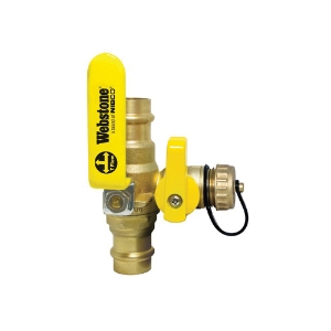 Webstone Pro-Connect Press™ Clean Brass™ Ball Drain™ 80613 Pro-Pal® 8061 Standard Ball Valve, 3/4 in Nominal, Press End Style, Forged Brass Body, Full Port, EPDM/PTFE Softgoods
