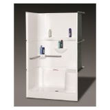 Oasis® Vursa kd SH3P-4834-RS Right Hand Seat, 3-Piece Shower Stall, 48" x 34" x 77-1/2", Fiberglass Composite, Center Drain, White