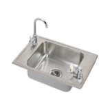 Elkay® CDKAD251765C Celebrity® Classroom Sink and Faucet Kit, Rectangle Shape, 17 in W x 6-1/2 in H, Top Mount, 304 Stainless Steel, Brushed Satin