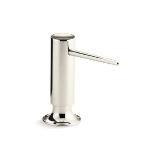 Kohler® 1995-SN Contemporary Style Soap/Lotion Dispenser, 16 oz Capacity, Deck Mount, Solid Brass, Vibrant® Polished Nickel