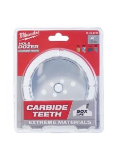 Milwaukee® HOLE DOZER™ 49-56-0742 Hole Saw with Carbide Teeth, 4 in Dia, 1.62 in D Cutting, Carbide Cutting Edge, 5/8-18 Arbor