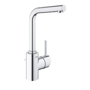 GROHE 23737002 Concetto™ L-Size Bathroom Faucet, Residential, 1.2 gpm, 10-3/8 in H Spout, 1 Handle, Pop-Up Drain, 1 Faucet Hole, Polished Chrome