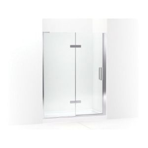 Kohler® 27614-10L-SHP Pivot Shower Door, Crystal Clear Tempered Glass, Frameless Bright Polished Silver Frame, 57 to 58-3/8 in Opening Width, 3/8 in THK Glass