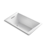 Kohler® 1848-0 Underscore® Bathtub, Soaking, Rectangular Shape, 60 in L x 36 in W, End Drain, White