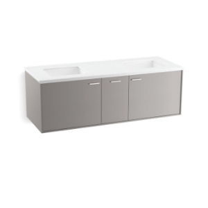 Kohler® 99548-1WT Jute® Bathroom Vanity Cabinet, 19-1/2 in OAH x 60 in OAW x 21-7/8 in OAD, Wall Mount, Mohair Grey Cabinet