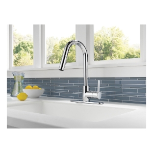 Peerless® P188152LF Pull-Down Kitchen Faucet, 1.8 gpm Flow Rate, Polished Chrome, 1 Handle, 1/3 Faucet Holes, Function: Traditional