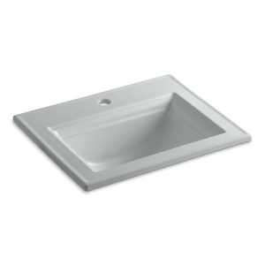 Memoirs® Elegant Self-Rimming Bathroom Sink With Overflow, Rectangular, 22-3/4 in W x 18 in D x 8-7/8 in H, Drop-In Mount, Vitreous China, Ice Gray™