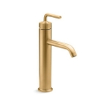 Kohler® 14404-4A-2MB Purist® Tall Bathroom Sink Faucet, 1.2 gpm Flow Rate, 6-1/2 in H Spout, 1 Handle, Touch-Activated Drain, 1 Faucet Hole, Vibrant® Brushed Moderne Brass, Function: Traditional