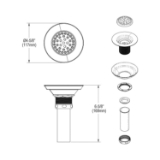 Elkay® LK18 Drain Fitting, 3-1/2 in Nominal, Nickel Plated, Brass Drain