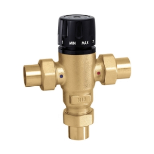 Caleffi MixCal™ 521509A Adjustable 3-Way Thermostatic and Pressure Balanced Mixing Valve, 3/4 in, C, 200 psi, 1.3 gpm, Brass Body
