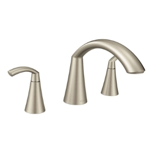 Moen® T373BN Glyde™ Roman Tub Faucet, 10 in Center, Brushed Nickel, 2 Handles, Function: Traditional