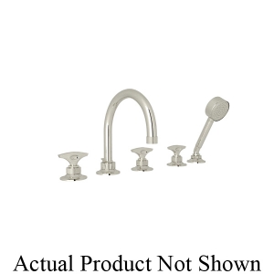 Rohl® MB2050LM-PN Tub Filler, Michael Berman Graceline™, 10 to 12 gpm Flow Rate, 8 in Center, Polished Nickel, 3 Handles, Traditional